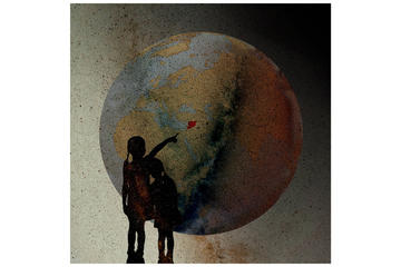 Syria and silence tammamazzam136 Silhouette of two children pointing Syria (highlighted in red) on a globe