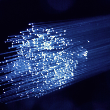 Photo of the glowing ends of fibreoptics